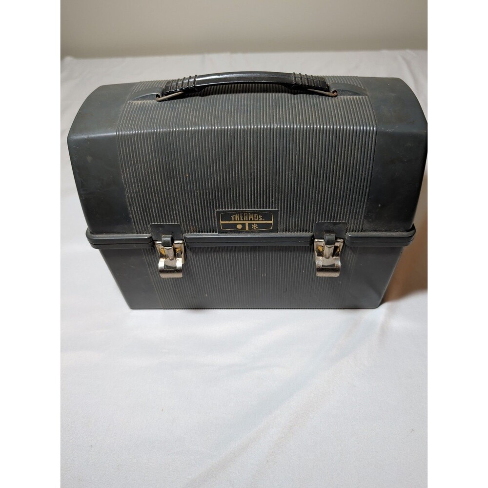 Vintage Thermos Dark Gray Plastic Lunch Box Dome Pail King Seeley KST  Made USA